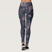 Leggings Rose bleu classique Parties scintillant or Paisley (Dos)