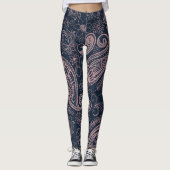 Leggings Rose bleu classique Parties scintillant or Paisley (Devant)
