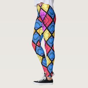 Leggings Rose bleu d'or rouge de harlequin de dell'Arte de