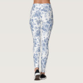 Leggings Rose bleu vintage motif floral (Dos)