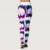 Leggings Rose bleu violet aquarelle Orchidées Motif (Dos)