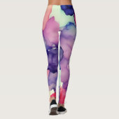 Leggings Rose bleu violet Aquarelle peinture Fusion (Dos)