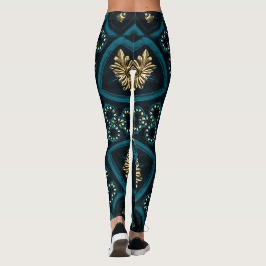 Leggings Rose Boho Gold Vert Mandala (Dos)