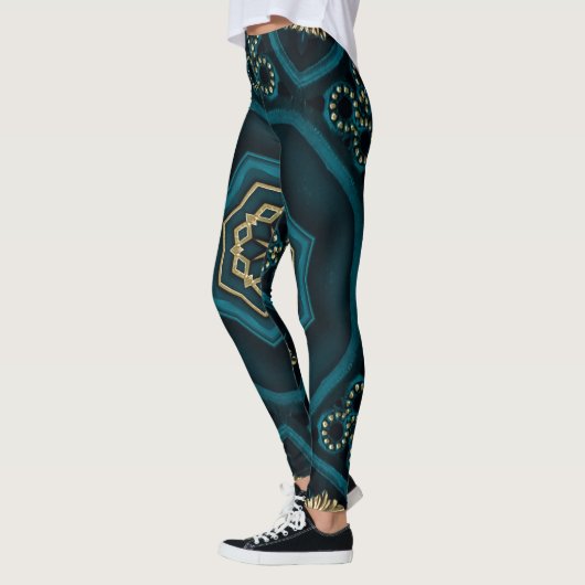 Leggings Rose Boho Gold Vert Mandala (Gauche)