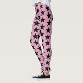 Leggings Rose Bubble-Gum Avec Étoiles Noires (Gauche)