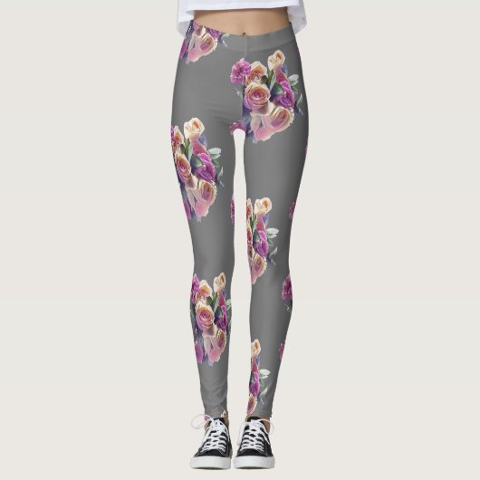 LEGGINGS ROSE BUOQUET FLEURS (Devant)