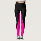 Leggings Rose chaud avec couleur personnalisée et nom (Devant)
