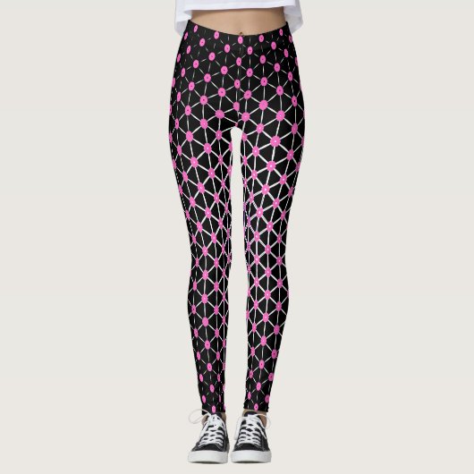 Leggings Rose chaud et noir (Devant)