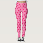 Leggings Rose Chaud Sur Pois Rose Design Motif (Devant)