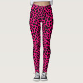Leggings Rose Chaude et Léopard Noir (Devant)