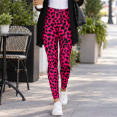 Leggings Rose Chaude et Léopard Noir