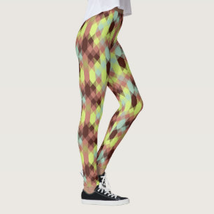 Leggings rose, citron vert, jaune et grain de café géométri