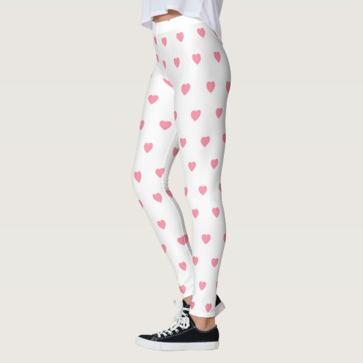 Leggings Rose clair aux Coeurs blancs Saint-Valentin (Gauche)