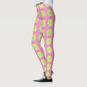 Leggings Rose clair avec citron et bleu sport dames mignonn (Gauche)