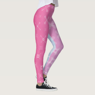 Leggings Rose clair et Monnaie Pastel Abstrait Eleganzia