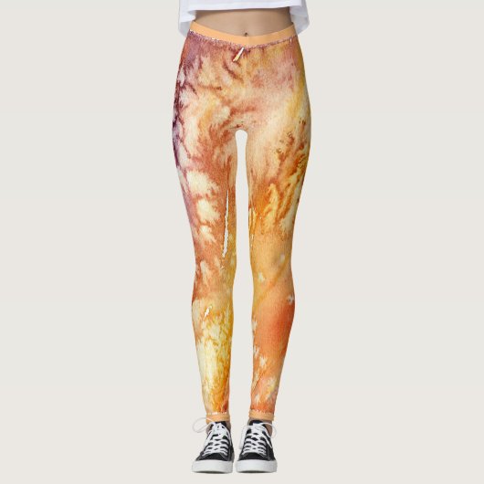 Leggings Rose d'abricot Conception abstraite (Devant)