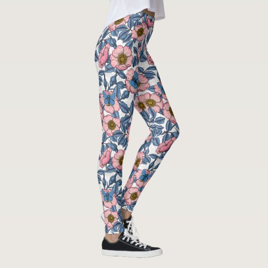 Leggings Rose de chien et papillons (Droite)
