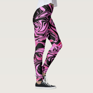 Leggings "Rose de minuit : La fusion du marbre rose et noir