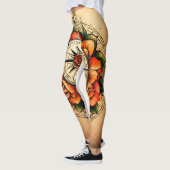 Leggings Rose de style tatouage boussole belle évocation es (Gauche)