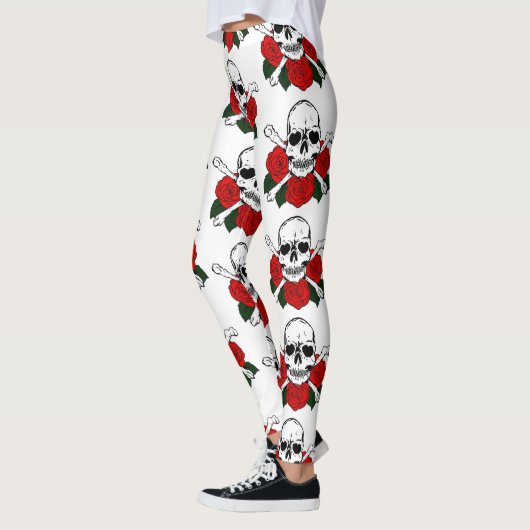 Leggings Rose des crânes (Gauche)