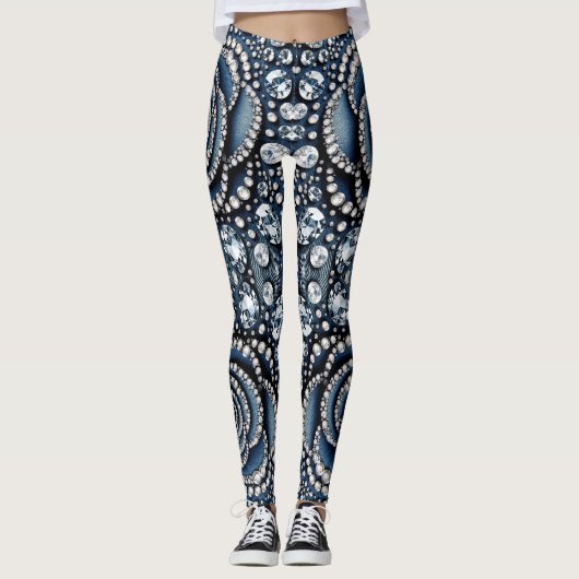 Leggings Rose Diamant & Denim Bling Bijoux Glamour (Devant)