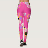 Leggings Rose doux Motif couleur miel rouge (Dos)