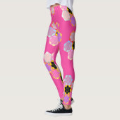 Leggings Rose doux Motif couleur miel rouge (Gauche)