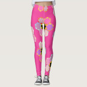 Leggings Rose doux Motif couleur miel rouge (Devant)
