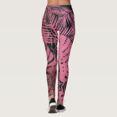 Leggings Rose élégant palmier rose  feuille motif tendance (Dos)