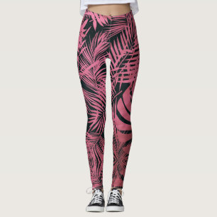Leggings Rose élégant palmier rose feuille motif tendance