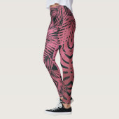 Leggings Rose élégant palmier rose  feuille motif tendance (Gauche)