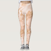 Leggings Rose en marbre parties scintillant d'or abstrait (Devant)