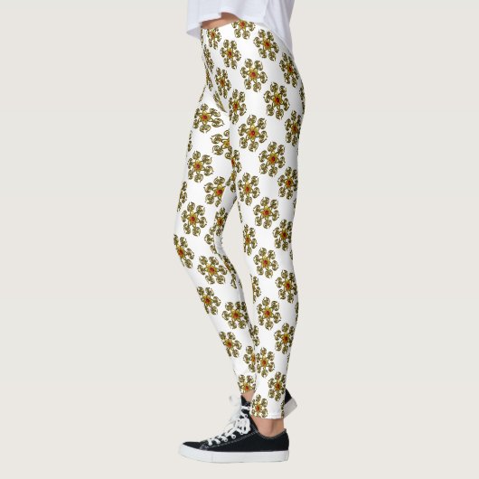 Leggings ROSE EN OR AVEC RUBE ROUGE, Motif blanc (Gauche)
