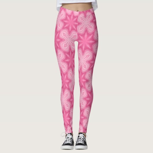 Leggings Rose Et Blanc (Devant)