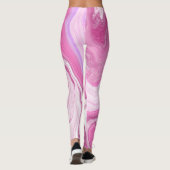 Leggings Rose et blanc avec une touche d'art marbré violet (Dos)