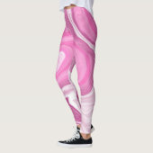 Leggings Rose et blanc avec une touche d'art marbré violet (Gauche)