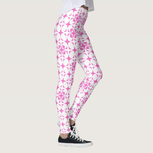 Leggings Rose et Blanc Élégance Rustique (Droite)