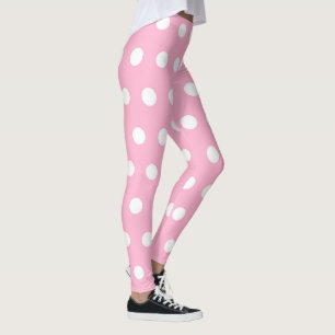 Leggings Rose et blanc Polka Motif Fille mignonne
