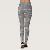 Leggings rose et blanc sur gris abstrait croisé motif (Dos)
