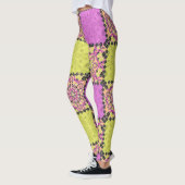 Leggings Rose et chaux, patchwork (Gauche)