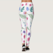 Leggings rose et fleurs pétales et feuille design (Dos)