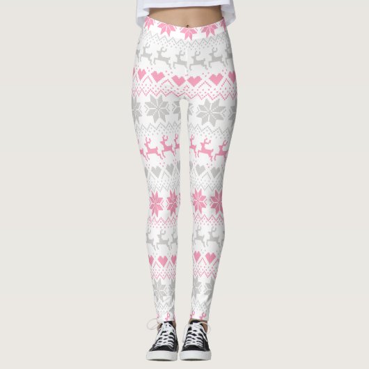Leggings Rose et île juste grise (Devant)