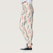 Leggings Rose et motif ethnique pourpre de plume (Gauche)