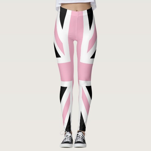 Leggings Rose et noir BRITANNIQUES de drapeau d'Union Jack (Devant)