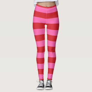 Leggings rose et rouge rayé