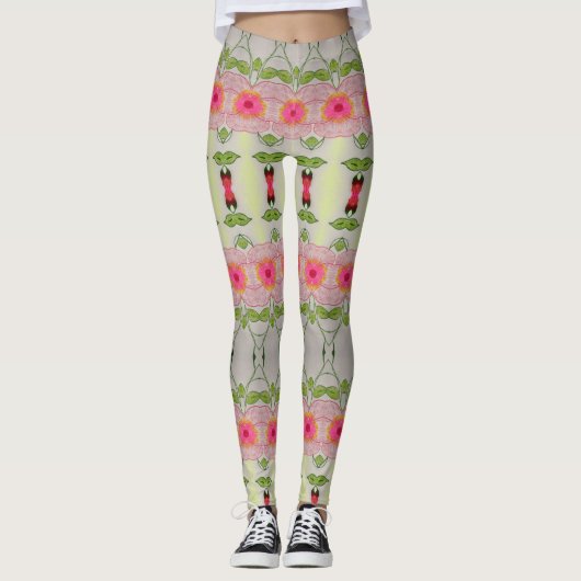 Leggings Rose et vert citron vert (Devant)
