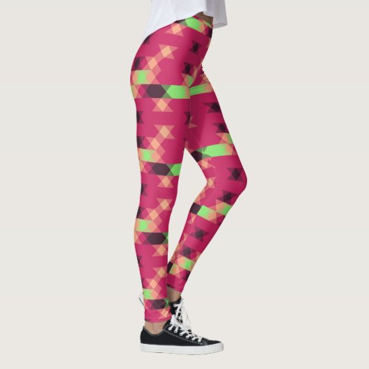 Leggings rose et vert géométrique (Droite)