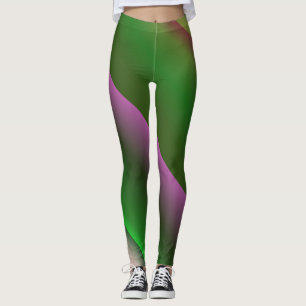 Leggings Rose Et Vert Gradient Amusant