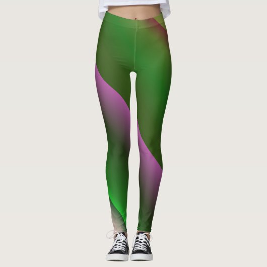 Leggings Rose Et Vert Gradient Amusant (Devant)