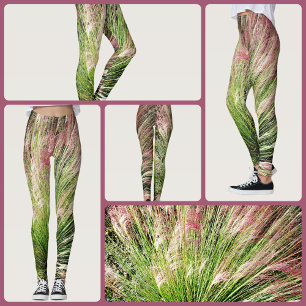 Leggings Rose et vert Monet inspiré Grass Muhly